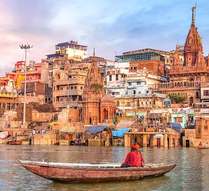 Ghats on the banks of river Ganges in Varanasi